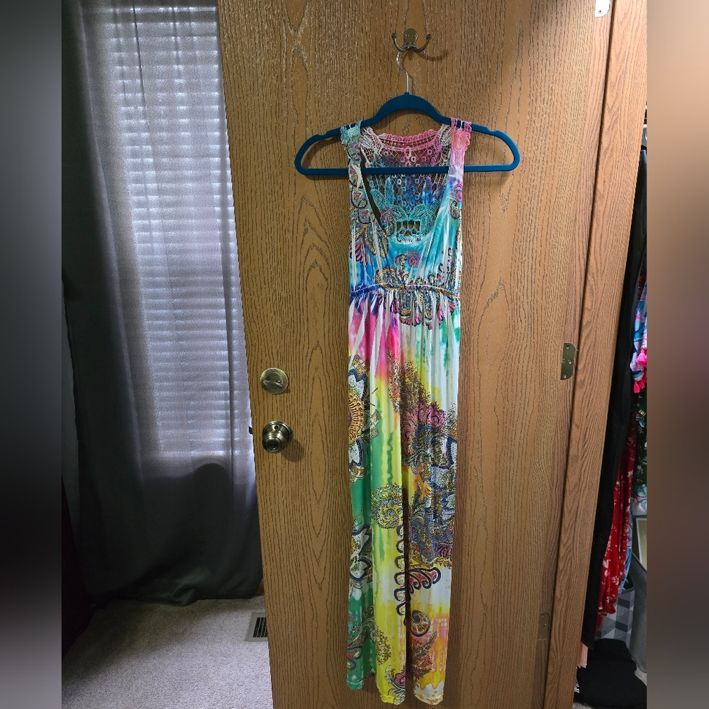 S-twelve Multicolor Rhinestone Sleeveless Maxi Dress